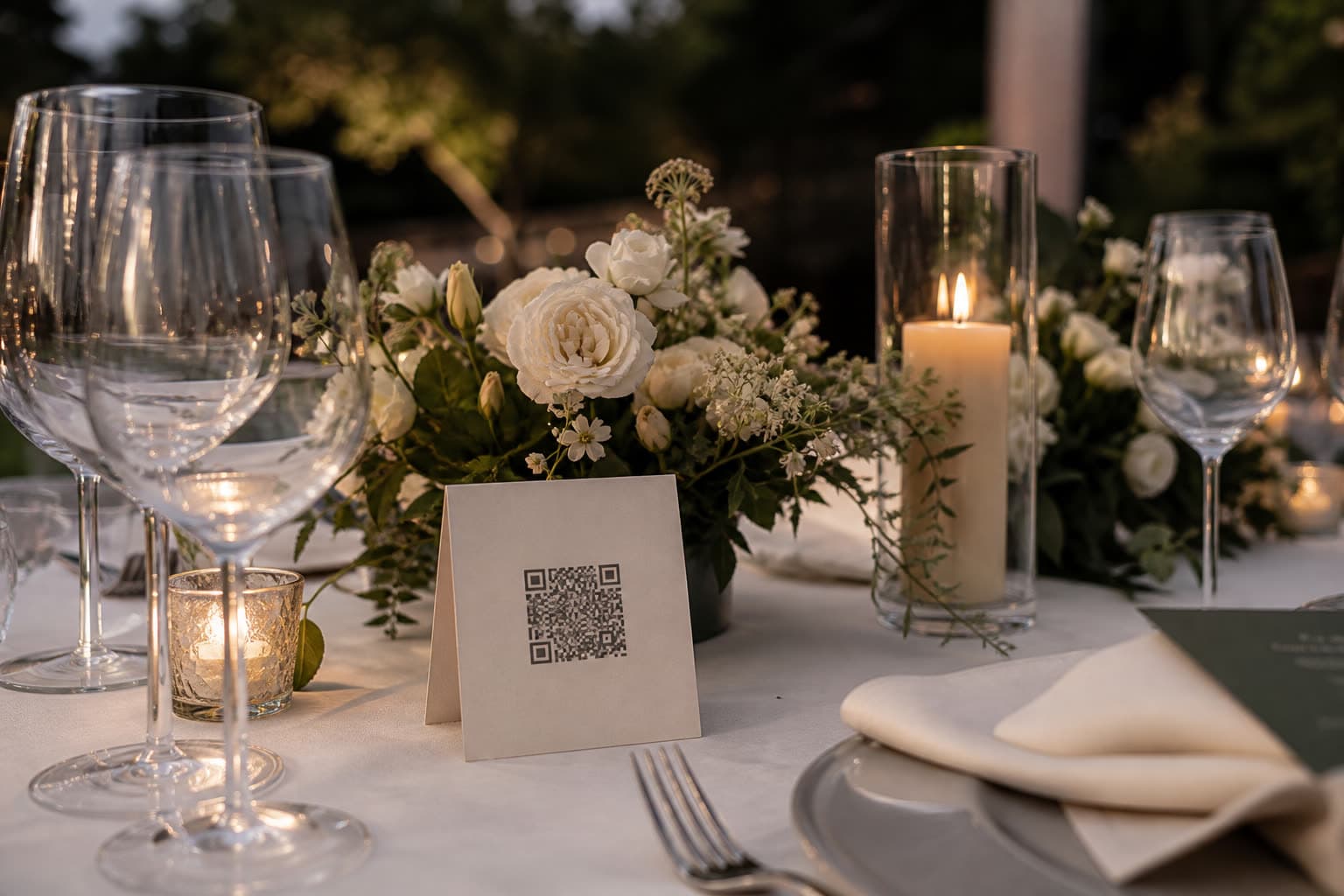 Printed QR card on a reception table